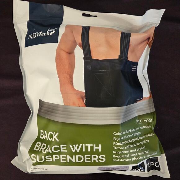 NEOTech Black Back Brace with Suspenders - Size XXL - Picture 1 of 3